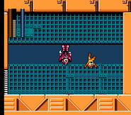 Gravity Man usando el Gravity Hold en "Mega Man 5", NES.