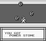Obtención del Power Stone en "Mega Man IV", Game Boy.