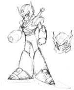 Pose de pie 03.[4] Boceto bastante temprano de Zero que fue dibujado por Keiji Inafune poco antes de "Pose de pie 01".