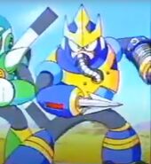 Wave Man en el comercial de "Rockman 5: Blues no Wana!?".