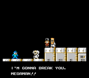 Mega Man descubriendo que el Dr. Wily es la mente maestra tras el secuestro de Kalinka.