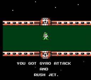 Obtención del Rush Jet en "Mega Man 5", NES.