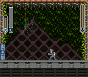 Sting Chameleon usando su Movimiento de Transparencia en "Mega Man X", SNES.