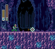 Mega Man X utilizando el Spin Wheel (normal) en "Mega Man X2", SNES.