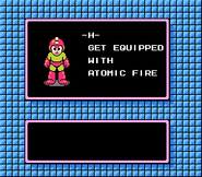 Obtención del Atomic Fire en "Mega Man 2", NES.