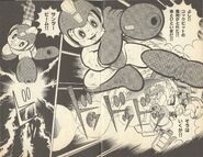 Thunder Beam para derrotar a Wily Machine 1, "Arma Final - ¡¡Destruye la Wily Máquina!!" del manga "Rockman".