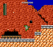 Mega Man usando el Hyper Bomb en "Mega Man", NES.