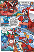 Proto Man usando su escudo como una tabla en Sonis de Hedgehog #249
