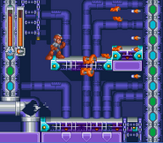 Mega Man utilizando el Spread Drill (Taladros Pequeños)