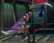 Dark Mantis usando el Black Arrow en "Mega Man X8", PC.
