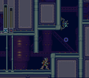 Mega Man X utilizando el Magnet Mine (cargado) en "Mega Man X2", SNES.