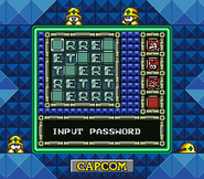 Pantalla de contraseña de "Mega Man V", Super Game Boy.