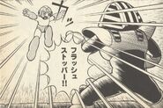 Flash Stopper utilizado en contra de Pharaoh Man en "¡Debes Derrotar al Equipo de Defensa Más Fuerte!" del manga "Rockman 4".