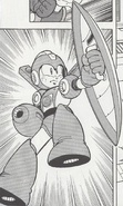 Mega Man usando el Proto Shield en el manga Rockman 7