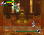 Burn Rooster afectado por el Thunder Dancer en "Mega Man X8", PC.