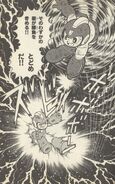 Thunder Beam usado para derrotar a Copy Robot, "Las Súper Invenciones del Dr. Wily - ¡¡Aparecen 2 Robots Gigantes de Terror!!" del manga "Rockman".