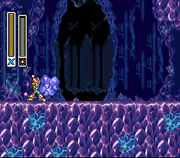 Mega Man X utilizando el Silk Shot (Cristal - Cargado) en "Mega Man X2", SNES.