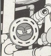 Crazy Cannon de Crash Man en "Batalla de Espacio-Tiempo - ¿¡El Enemigo del Futuro es Quién!?" del manga "Rockman World 2".