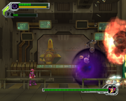 Earthrock Trilobyte afectado por el Squeeze Bomb en "Mega Man X8", PC.