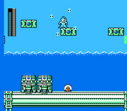 Mega Man utilizando el Skull Barrier en "Mega Man 4", NES.