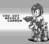 Obtención del Needle Cannon en "Mega Man II", Game Boy.