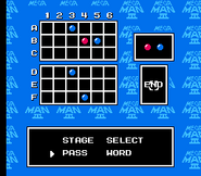 Pantalla de contraseña de "Mega Man 3", NES.