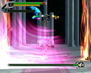 Lumine usando el Rasetsusen en "Mega Man X8", PC.