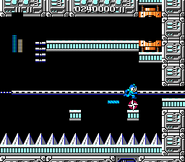 Ubicación de Yashichi en el Escenario de Dr. Wily 4 en "Mega Man".