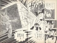 Bloque de Aguante de Mega Man [Super Arm] en "¡¡Sobrevive los Continuos Ataques del Ejército de Wily!!" del manga "Rockman".