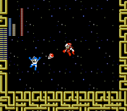 Crash Man utilizando la Crash Bomber en "Mega Man 2", NES.