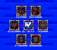 elección de Escenario del Dr. Wily en "Mega Man: The Wily Wars/Mega Man", Sega Genesis.