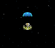 Dr. Wily en el interior de su platillo volador en "Mega Man 4", NES.