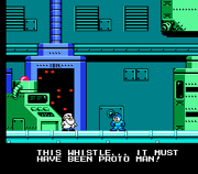 Dr. Light reconoce la melodía de Proto Man, y asume que aquel robot fue responsable de traer a Mega Man a su .
