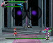 Lumine usando el Squeeze Bomb en "Mega Man X8", PC.