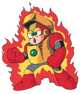 Ilustración original de Heat Man en "Mega Man 2", por Keiji Inafune.