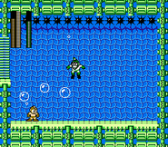 Bubble Man usando el Bubble Lead en "Mega Man 2", NES.