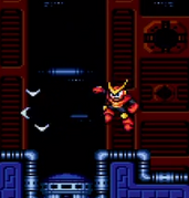 Quick Man usando el Quick Boomerang en "Mega Man: The Wily Wars", Sega Genesis.