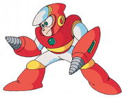 Ilustración original de Crash Man en "Mega Man 2", por Keiji Inafune.
