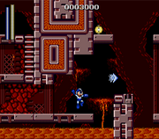 Mega Man utilizando el Ice Slasher en "Mega Man: The Wily Wars", Sega Genesis.