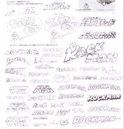 Distintos nombres, logos y títulos pensados para "Mega Man".[16]