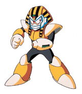 Ilustración original de Pharaoh Man en "Mega Man 4", por Keiji Inafune.