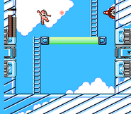 Mega Man utilizando el Pharaoh Shot en "Mega Man 4", NES.