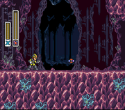 Mega Man X utilizando el Magnet Mine (normal) en "Mega Man X2", SNES.