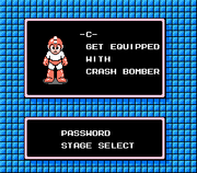 Obtención de Crash Bomber en "Mega Man 2", NES.