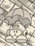 Umbrella Guard de Toad Man en "¡Detén la Ambición del Dr. Cossack!" del manga "Rockman 4".