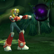 Alia usando el Squeeze Bomb en "Mega Man X8", PC.
