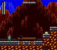 Mega Man usando el Hyper Bomb en "Mega Man: The Wily Wars", Sega Genesis.