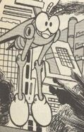 Robot Grasshopper en "¡Detén la Ambición del Dr. Cossack!" del manga "Rockman 4".