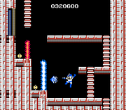 Mega Man usando el Ice Slasher en "Mega Man", NES.