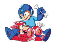 Mega Man jugando con Rush en "Mega Man 3".